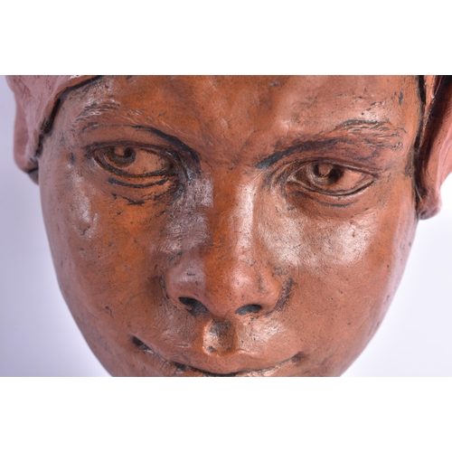 997 - British School (C1970) M B Young, Terracotta, Sculpture of a female wearing a turban. 32 cm x 15 cm.