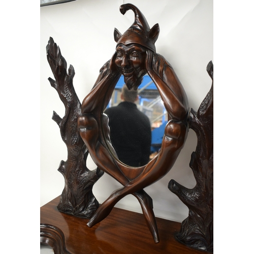 1525 - A RARE LARGE OVERSIZED 19TH CENTURY WELSH OR IRISH WITCHES MIRROR with swivel top and rectangular ba... 