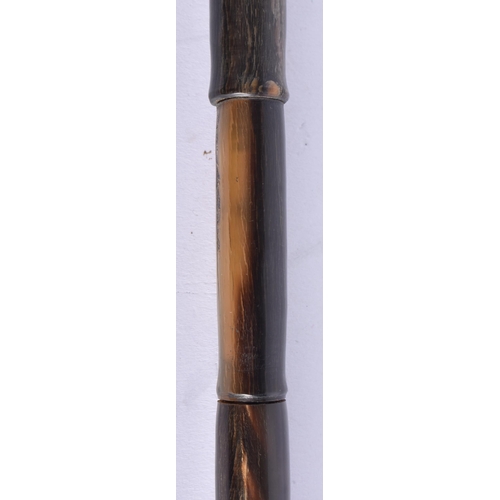 101 - A 19TH CENTURY ANGLO INDIAN CARVED HORN WALKING CANE possibly black rhinoceros. 90 cm long.