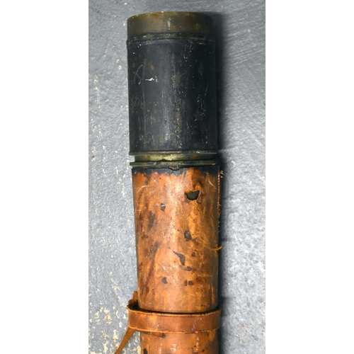 103 - A World War II military brass and leather spotting scope, inscribed 'W Ottway & Co Ltd' and dated 19... 