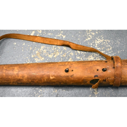 103 - A World War II military brass and leather spotting scope, inscribed 'W Ottway & Co Ltd' and dated 19... 