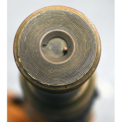 103 - A World War II military brass and leather spotting scope, inscribed 'W Ottway & Co Ltd' and dated 19... 