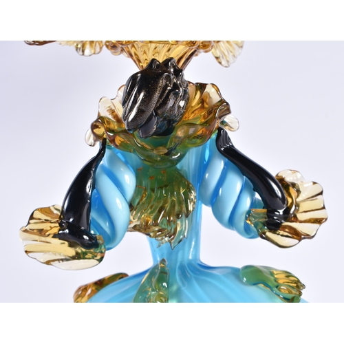 111 - A VERY LARGE MURANO STYLE GLASS FIGURAL CANDELABRA by Franco Toffolo. 54 cm x 28 cm.