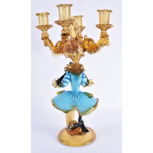 111 - A VERY LARGE MURANO STYLE GLASS FIGURAL CANDELABRA by Franco Toffolo. 54 cm x 28 cm.