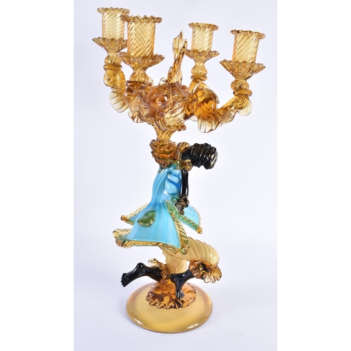 111 - A VERY LARGE MURANO STYLE GLASS FIGURAL CANDELABRA by Franco Toffolo. 54 cm x 28 cm.