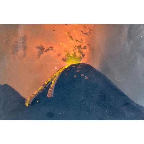 122 - Italian School (C1900) Gouache, View of Mt Vesuvius erupting. 75 cm x 58 cm.