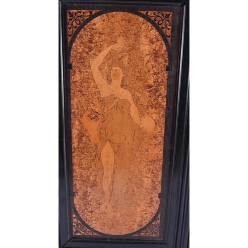 123 - A FINE PAIR OF EARLY 20TH CENTURY ART NOUVEAU CARVED WOOD MAIDEN PANELS. 58 cm x 28 cm.