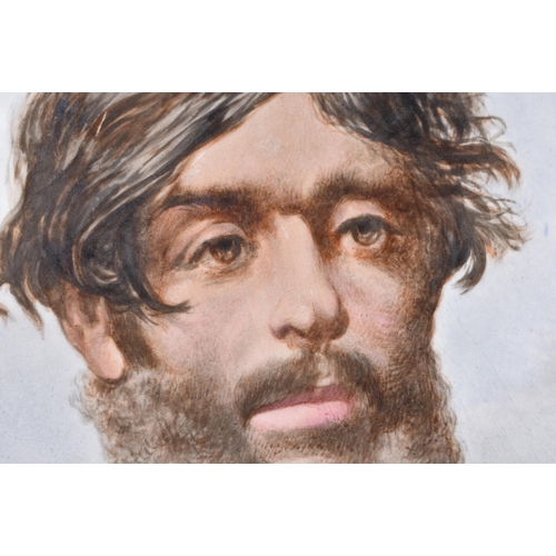 124 - A LARGE EARLY 20TH CENTURY EUROPEAN PAINTED PORCELAIN PLAQUE depicting a bearded male. 56 cm x 38 cm... 