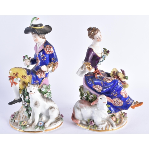 132 - A PAIR OF LATE 19TH CENTURY SAMSONS OF PARIS PORCELAIN FIGURES modelled as figures with animals. 20 ... 