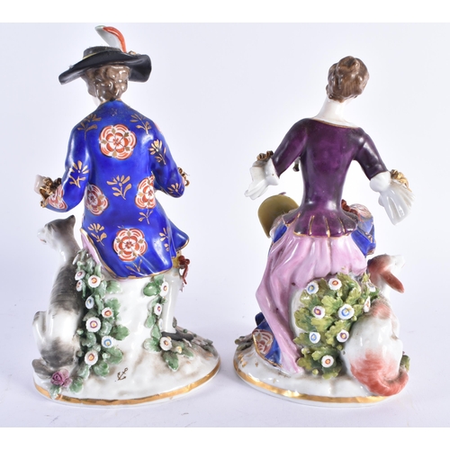 132 - A PAIR OF LATE 19TH CENTURY SAMSONS OF PARIS PORCELAIN FIGURES modelled as figures with animals. 20 ... 