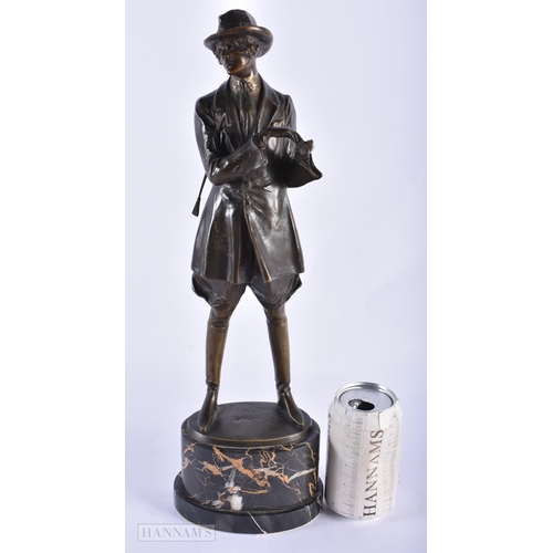 135E - Bruno Zach (C1925) Bronze, Horsewoman. 44.5 cm x 15 cm