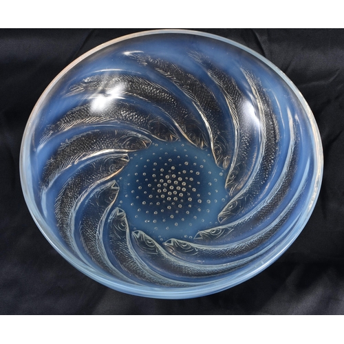 139 - AN R LALIQUE FRENCH GLASS FISH BOWL. 24 cm diameter.