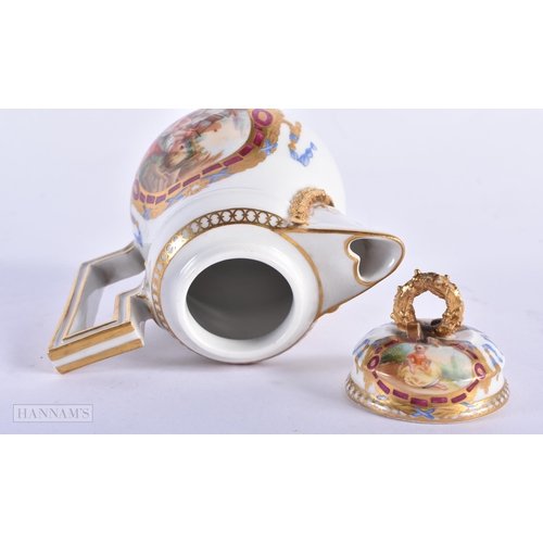 140A - A 19TH CENTURY MEISSEN PORCELAN TEASET painted with classical scenes and floral swags. (qty) 13.5 cm... 