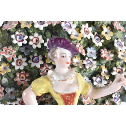 144 - A 19TH CENTURY DERBY PORCELAIN FIGURE together with a pair of 19th century French porcelain figures.... 