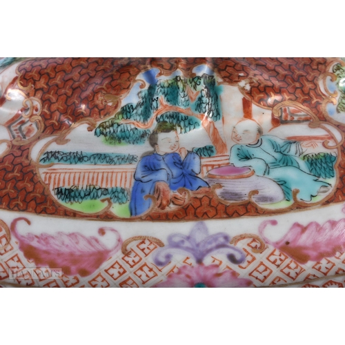 145A - A LARGE 18TH CENTURY CHINESE EXPORT FAMILLE ROSE PORCELAIN TUREEN AND COVER Qianlong, painted with t... 