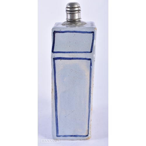 155A - AN 18TH/19TH CENTURY CONTINENTAL FAIENCE BLUE AND WHITE TEA CANISTER AND COVER painted with Christ. ... 