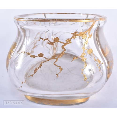 155B - A LARGE 19TH CENTURY FRENCH HEAVY CRYSTAL GILDED GLASS BOWL probably Baccarat, painting with a star ... 