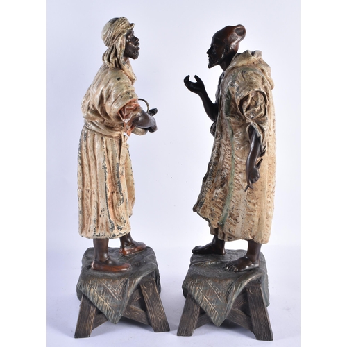 159 - A PAIR OF LATE 19TH CENTURY AUSTRIAN COLD PAINTED SPELTER FIGURES. 45 cm high.