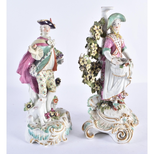 177 - TWO 18TH CENTURY DERBY PORCELAIN FIGURES. Largest 27 cm high. (2)