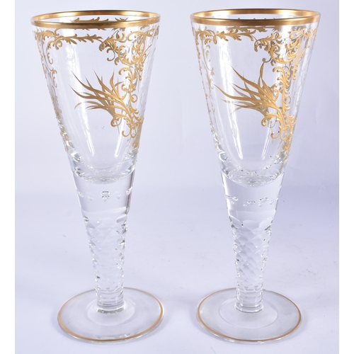 178 - A LARGE PAIR OF GILDED GLASSES. 28 cm high.