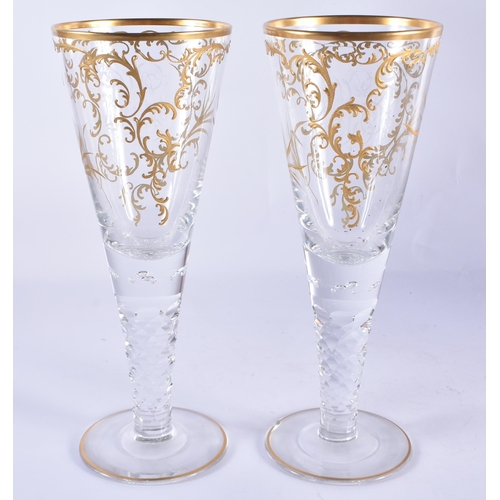 178 - A LARGE PAIR OF GILDED GLASSES. 28 cm high.