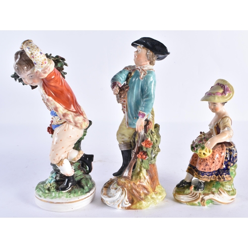 193 - THREE 18TH/19TH CENTURY DEBRY PORCELAIN FIGURES. Largest 17 cm high. (3)