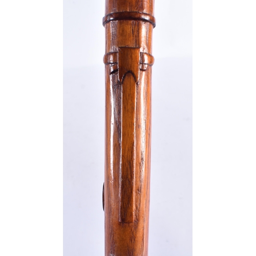 212 - A VINTAGE MINERS WALKING CANE. 82 cm long.