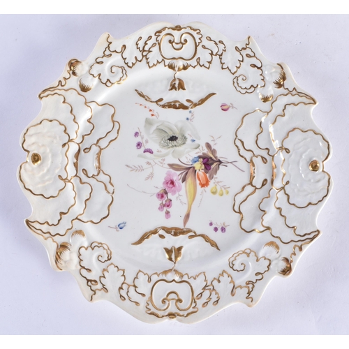 217 - AN 18TH CENTURY MEISSEN PORCELAIN PLATE together with another Meissen plate & two others. 23 cm wide... 