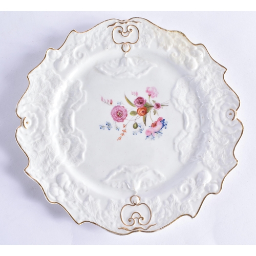 217 - AN 18TH CENTURY MEISSEN PORCELAIN PLATE together with another Meissen plate & two others. 23 cm wide... 