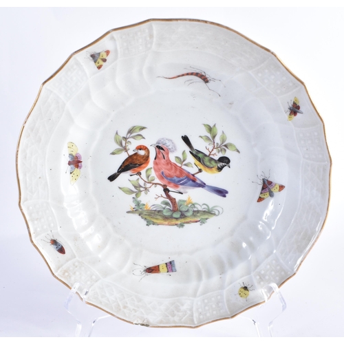 217 - AN 18TH CENTURY MEISSEN PORCELAIN PLATE together with another Meissen plate & two others. 23 cm wide... 