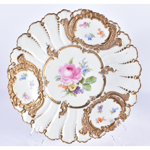 217 - AN 18TH CENTURY MEISSEN PORCELAIN PLATE together with another Meissen plate & two others. 23 cm wide... 