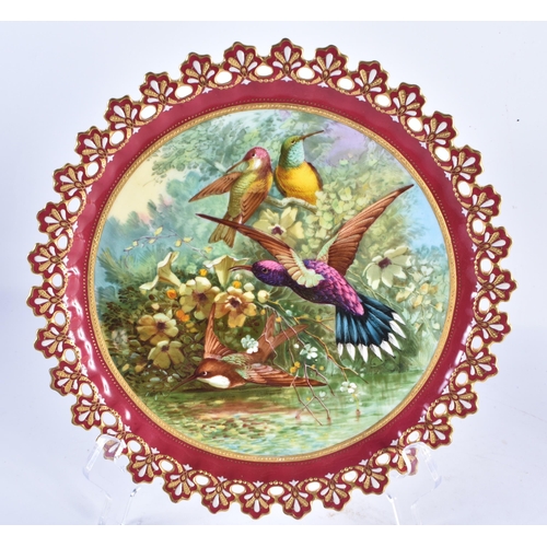 227 - A FINE LATE 19TH CENTURY COALPORT PORCELAIN RETICULATED PLATE together with another painted plate C1... 