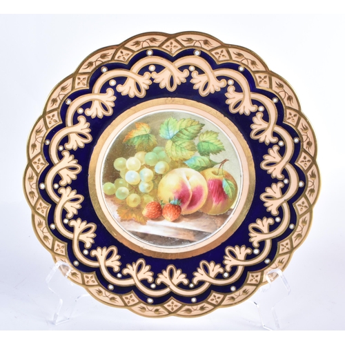 227 - A FINE LATE 19TH CENTURY COALPORT PORCELAIN RETICULATED PLATE together with another painted plate C1... 