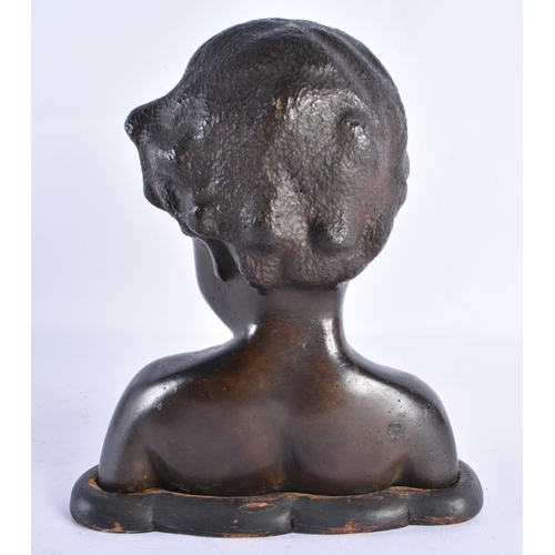 230 - AN ART DECO FRENCH BRONZE BUST. 24 cm x 18 cm.