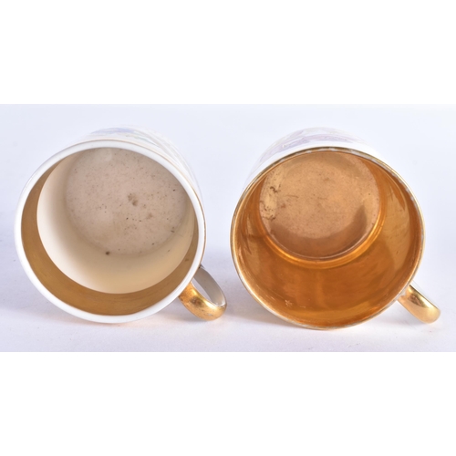 243 - AN EARLY 19TH CENTURY PARIS PORCELAIN CUP AND SAUCER together with two similar cups. (4)