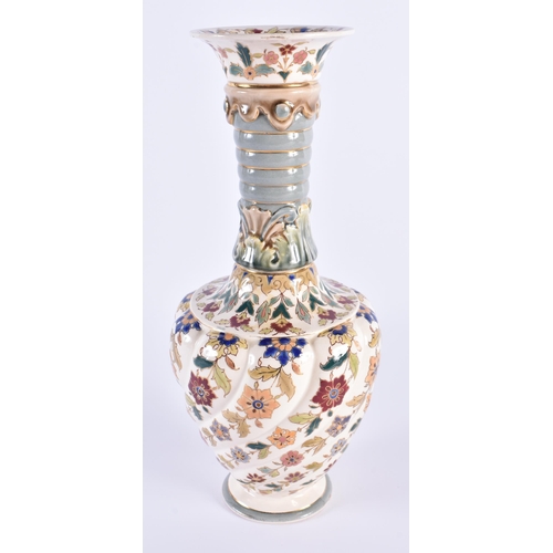 2 - AN ANTIQUE HUNGARIAN IZNIK STYLE VASE probably Zsolnay or Fischer. 28 cm high.