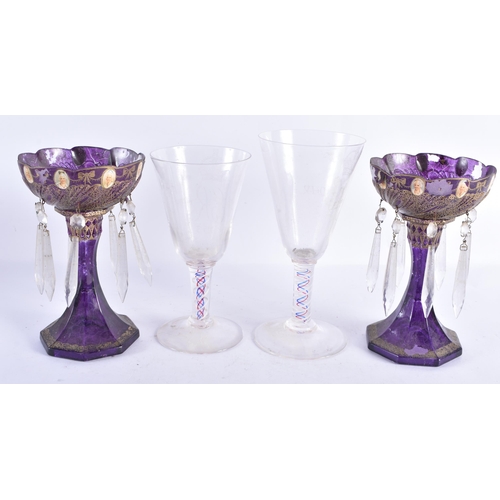 258 - TWO WHITEFRIARS COMMEMORATIVE 1937 CORONATION GOBLETS engraved by William Wilson, together with a pa... 