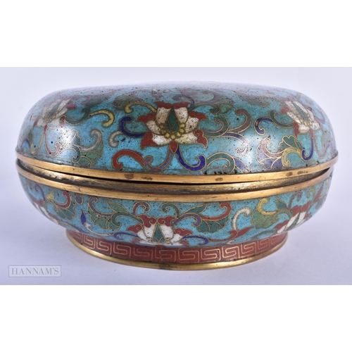 30A - AN EARLY 19TH CENTURY CHINESE CLOISONNE ENAMEL BOX AND COVER Jiaqing, decorated with foliage. 9 cm x... 