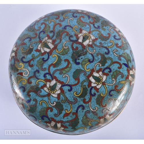 30A - AN EARLY 19TH CENTURY CHINESE CLOISONNE ENAMEL BOX AND COVER Jiaqing, decorated with foliage. 9 cm x... 