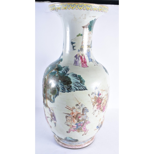 320 - A VERY LARGE 19TH CENTURY CHINESE FAMILLE ROSE PORCELAIN VASE Qing, painted with landscapes. 70 cm h... 