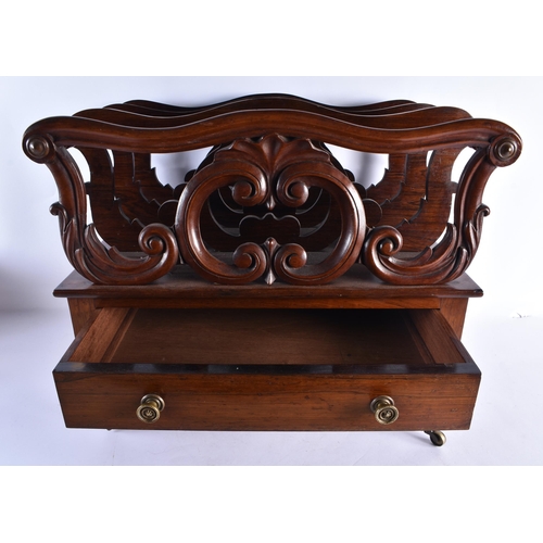 326 - A REGENCY CARVED ROSEWOOD COUNTRY HOUSE CANTERBURY. 52 cm x 44 cm x 38 cm.