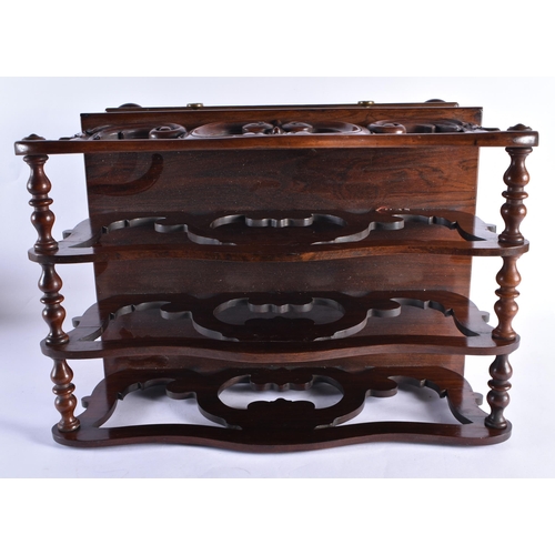 326 - A REGENCY CARVED ROSEWOOD COUNTRY HOUSE CANTERBURY. 52 cm x 44 cm x 38 cm.