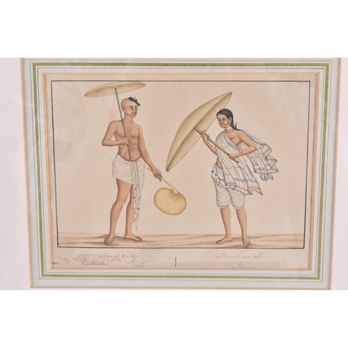 33 - Indian School (19th Century) Watercolour, Two figures. 36 cm x 36 cm.