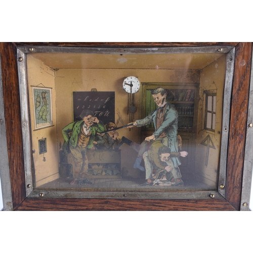 347 - A RARE EARLY 20TH CENTURY GERMAN BLACK FOREST AUTOMATON CLOCK the case inset with a glass diorama, w... 