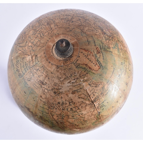 351 - A SMALL ANTIQUE GLOBE. 28 cm x 14 cm.