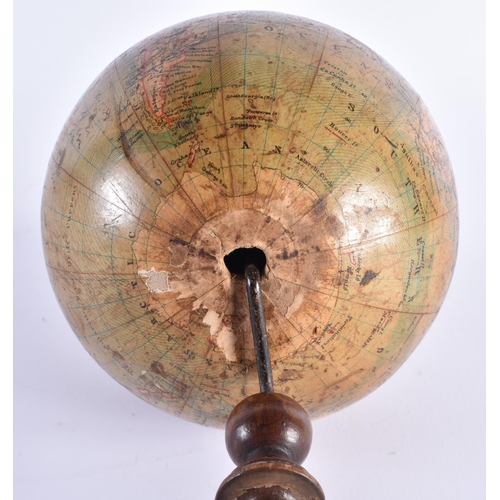 351 - A SMALL ANTIQUE GLOBE. 28 cm x 14 cm.