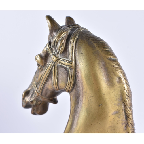 356 - A 19TH CENTURY EUROPEAN BRONZE FIGURE OF A REARING HORSE After the Antiquity, perhaps after a model ... 