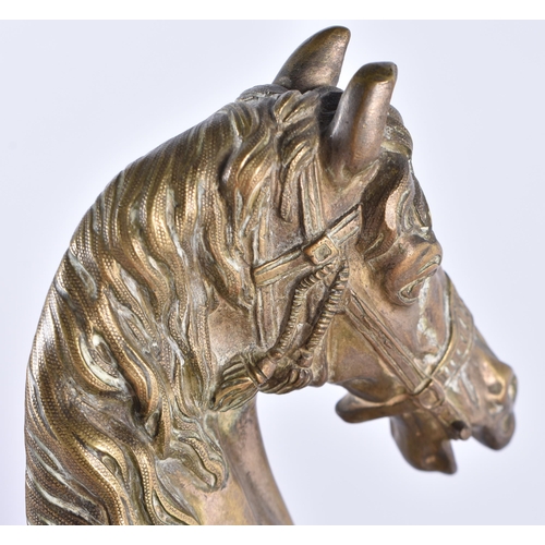 356 - A 19TH CENTURY EUROPEAN BRONZE FIGURE OF A REARING HORSE After the Antiquity, perhaps after a model ... 