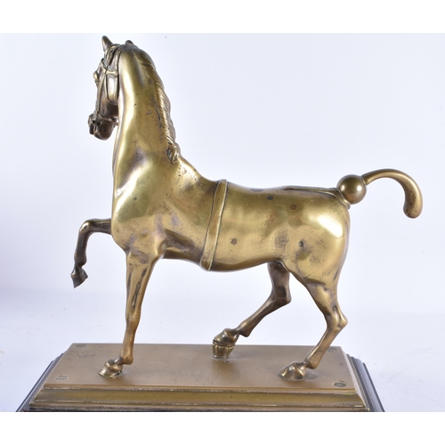 356 - A 19TH CENTURY EUROPEAN BRONZE FIGURE OF A REARING HORSE After the Antiquity, perhaps after a model ... 