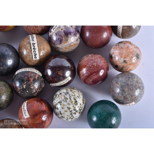 35C - A COLLECTION OF ANTIQUE SPECIMAN HARDSTONE BALLS. 3CM DIAMETER   (qty)